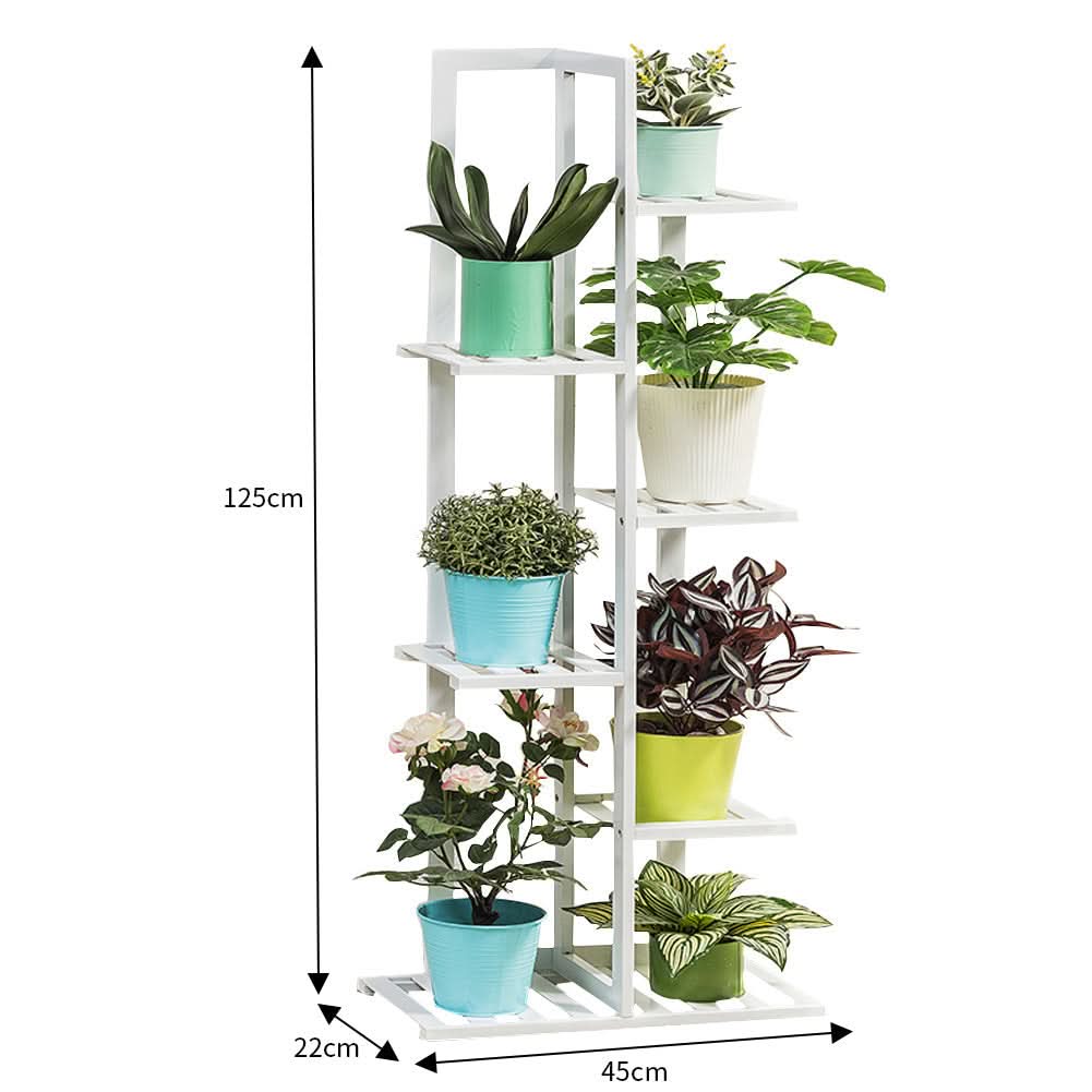6 Tier Flower Stand Plant Pot Display Ladder Shelves Bamboo Shelf Storage Rack