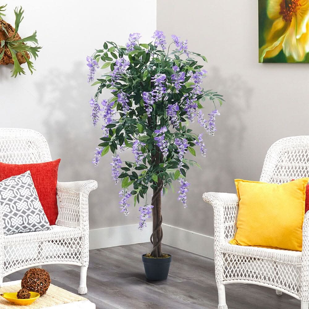 Artificial Greenery Flowering Tree Potted Plant 150cm High