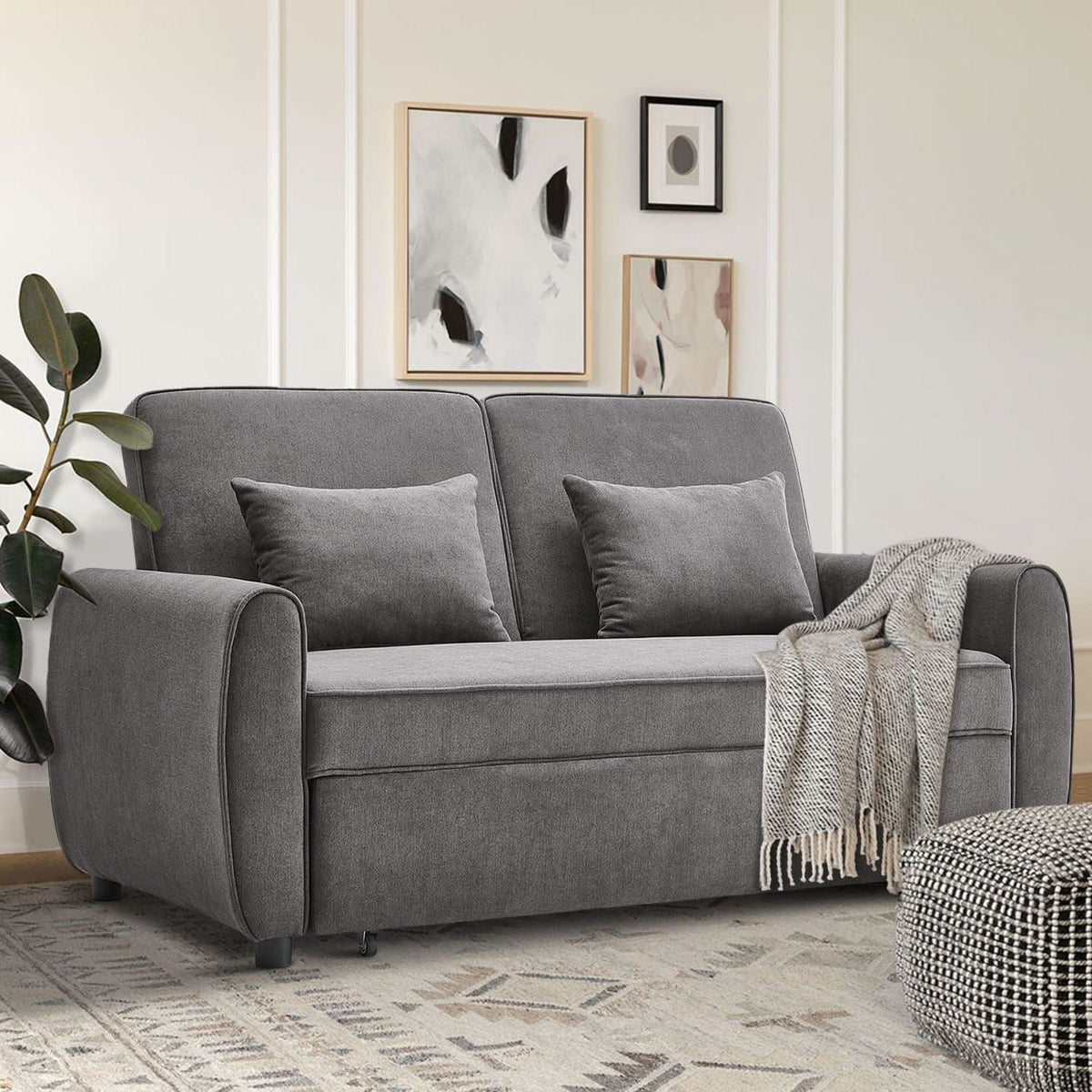5ft Convertible Sofa Bed Grey Lounger