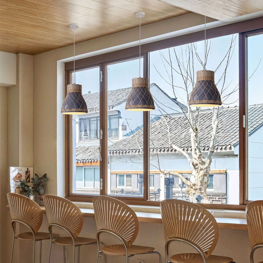 Lightsin Modern Rattan Pendant Light Available in Grey, Pink, and White