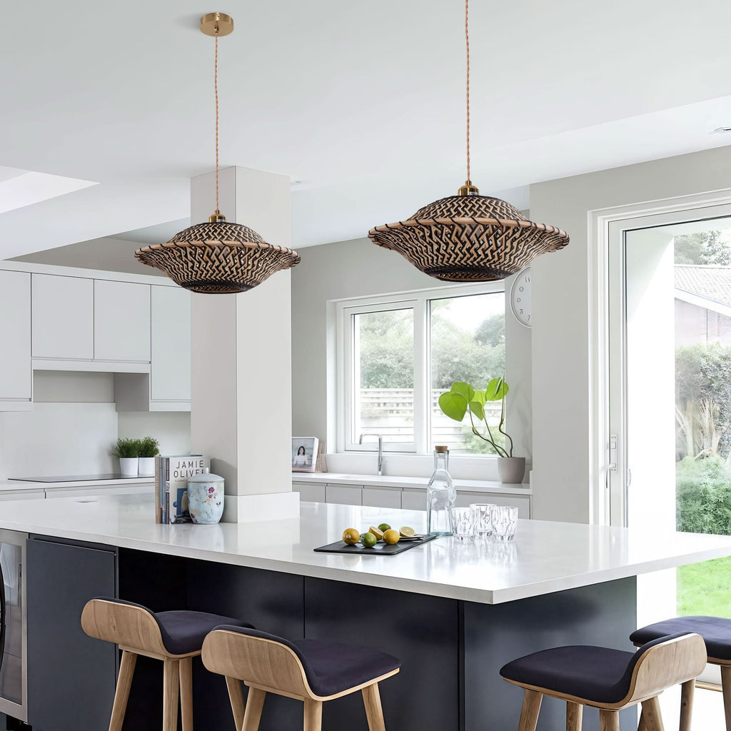Lightsin Elegant Black & Natural Design Bamboo Pendant Light