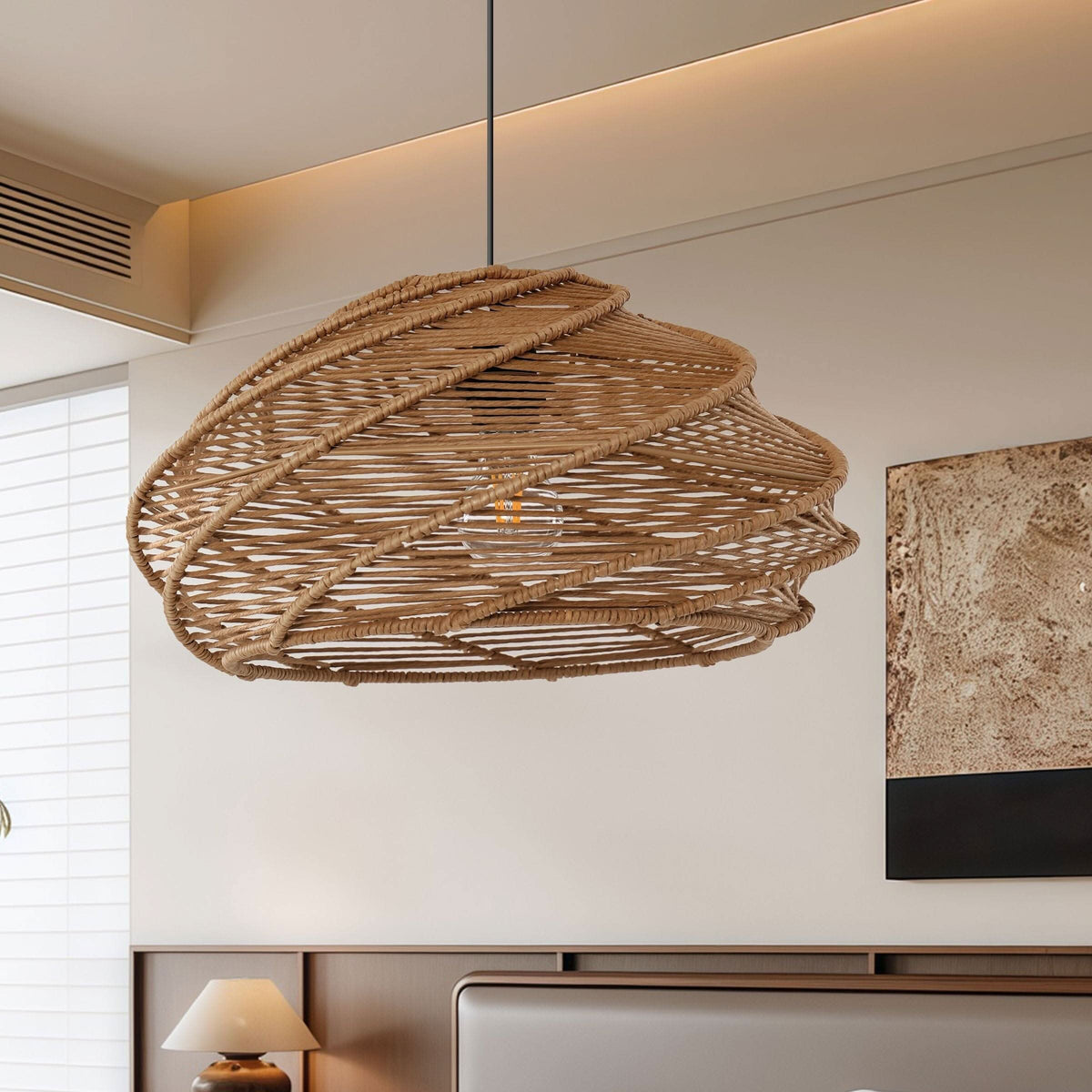 ‍Lightsin Spiral Rattan Pendant Light for Bedroom Dining Bar (100% off)