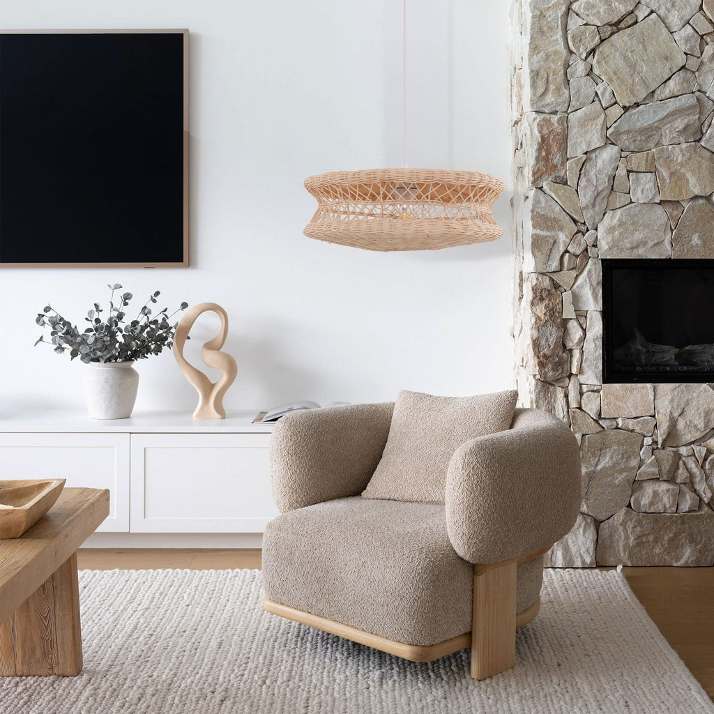 Lightsin Bohemian Wicker Hanging Lamp with Layered Woven Structure