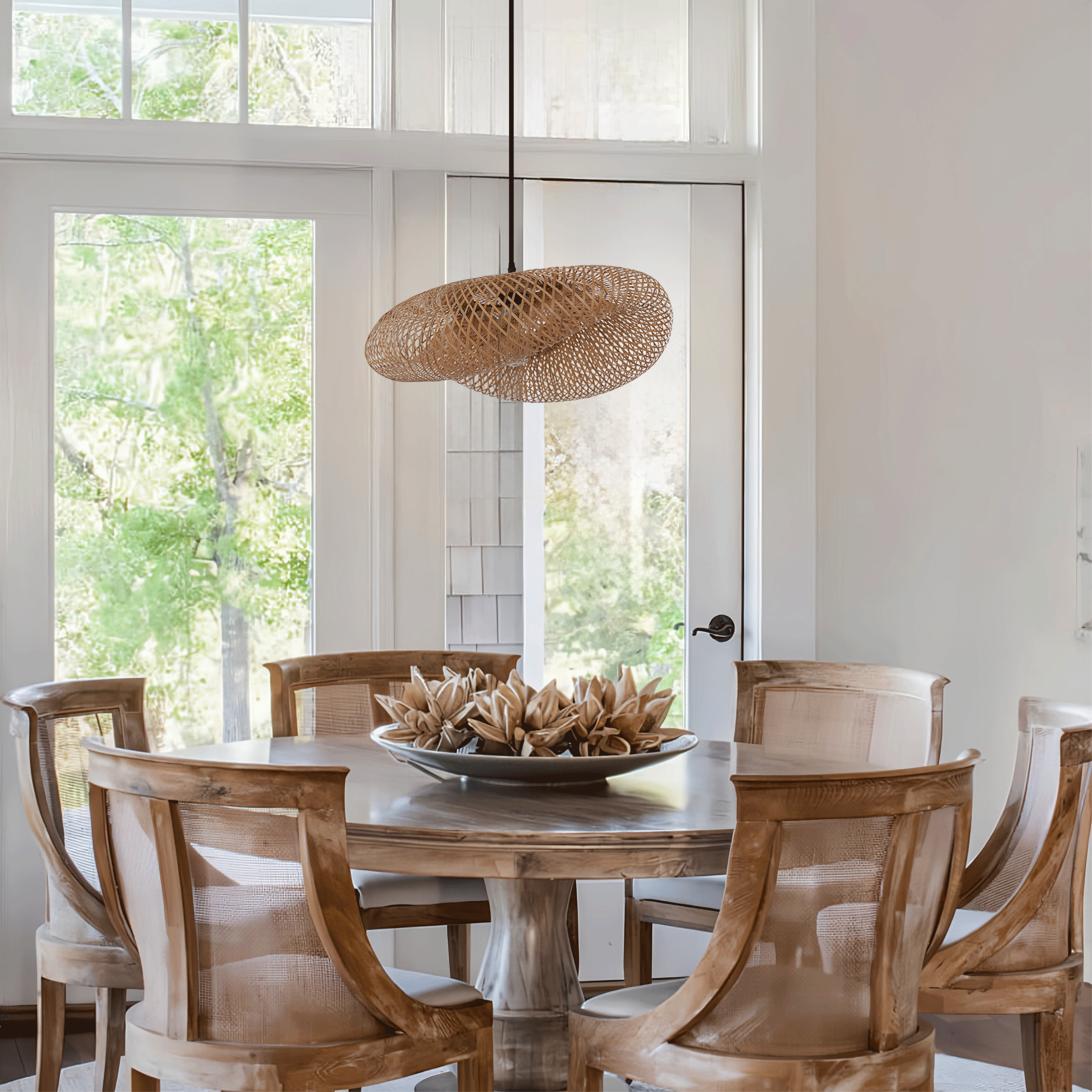 Lightsin Eco-Friendly Handmade Bamboo Pendant Light 60/80cm for Dining Room & Living Room