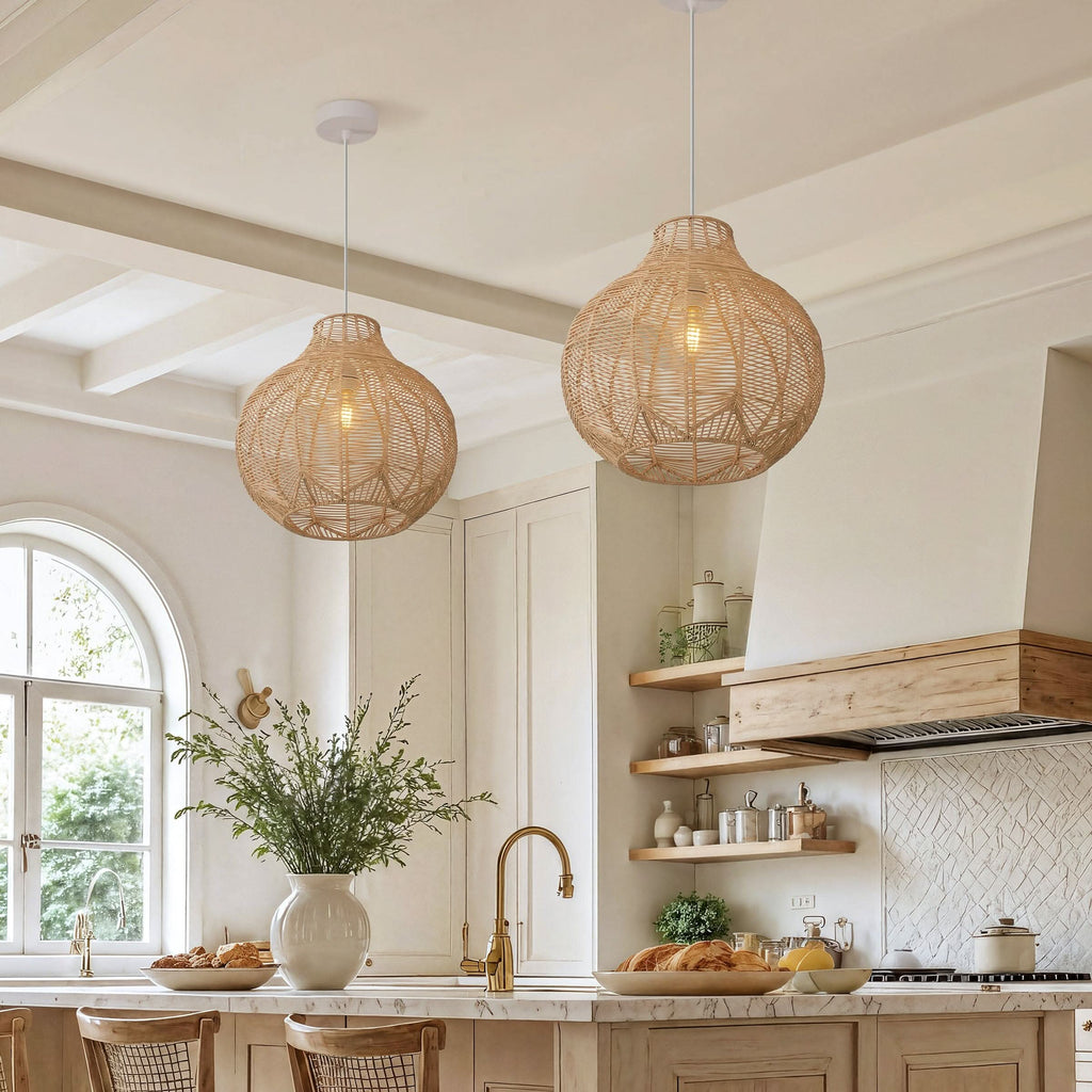 Lightsin Cella-Open-Gourd Japanese Rattan Pendant Light