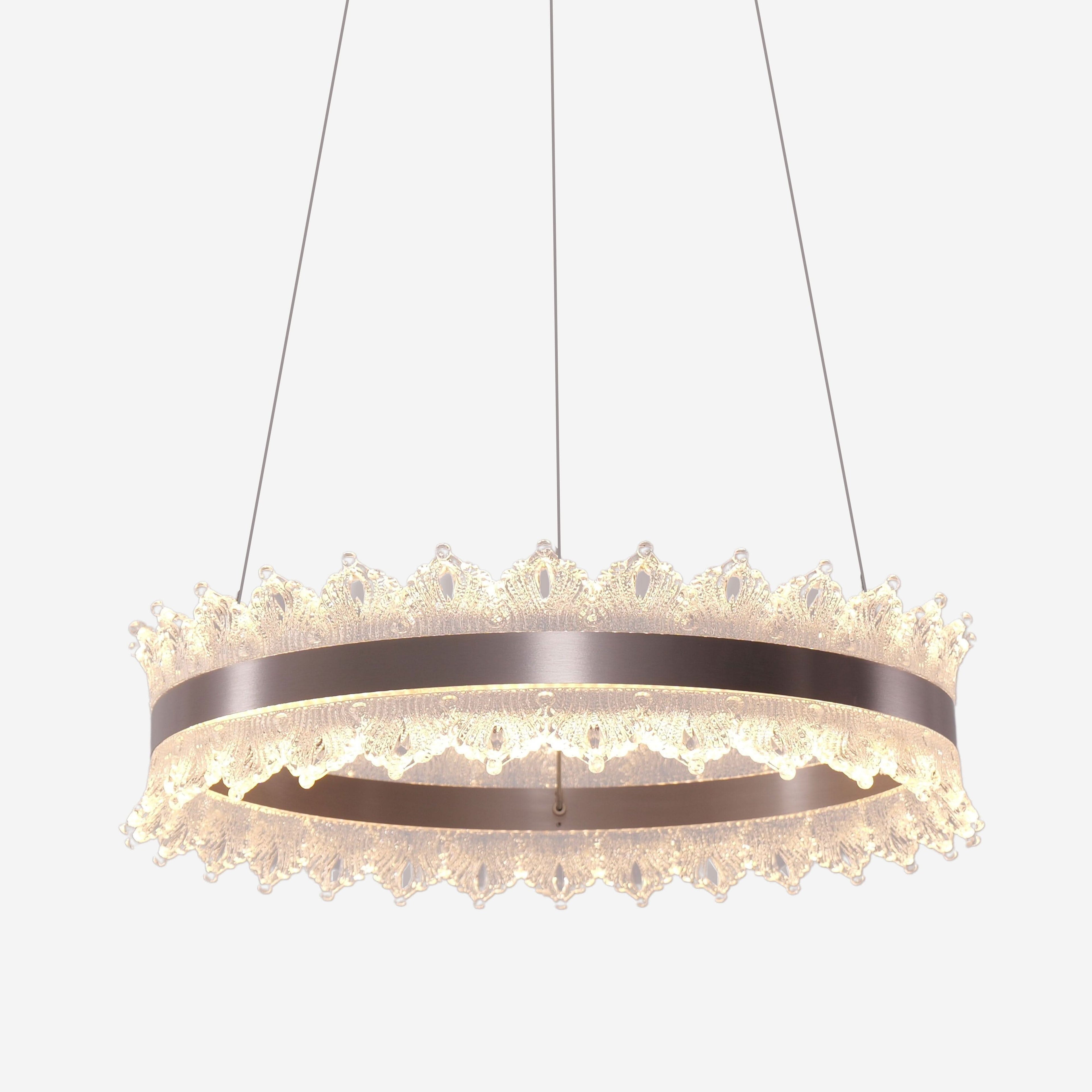 Lightsin Modern Simple Dimmable Metal Ring-Shaped Pendant Light with Acrylic Ceiling Light Cover and Acrylic Lighting Panels