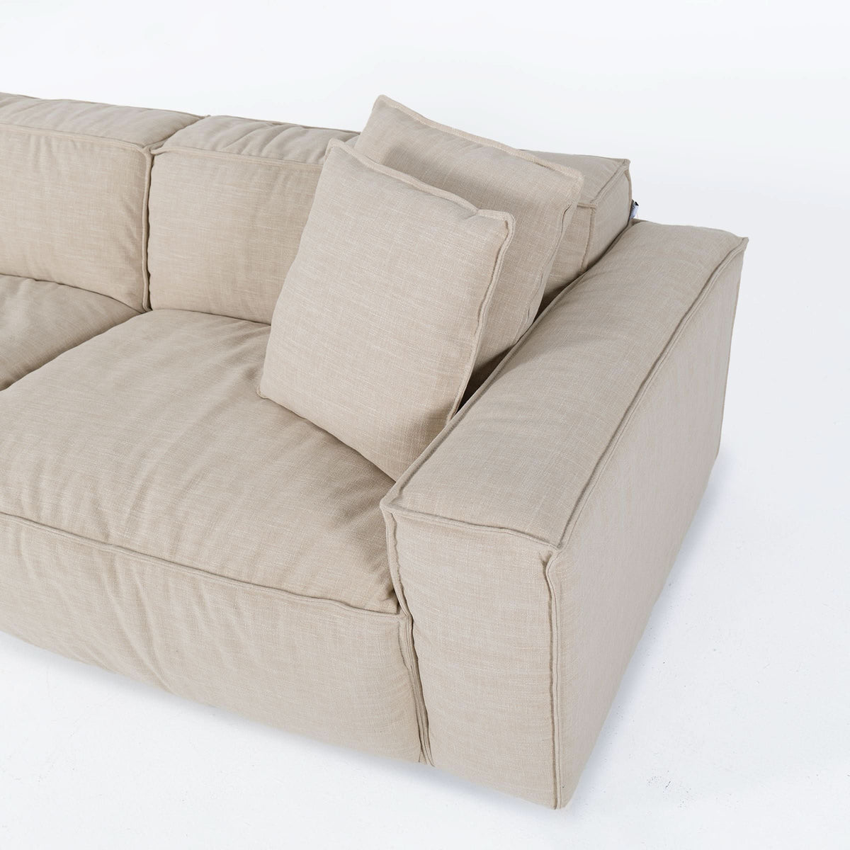 Cottonfy Elegant Linen Tofu Block Fabric Down Sofa