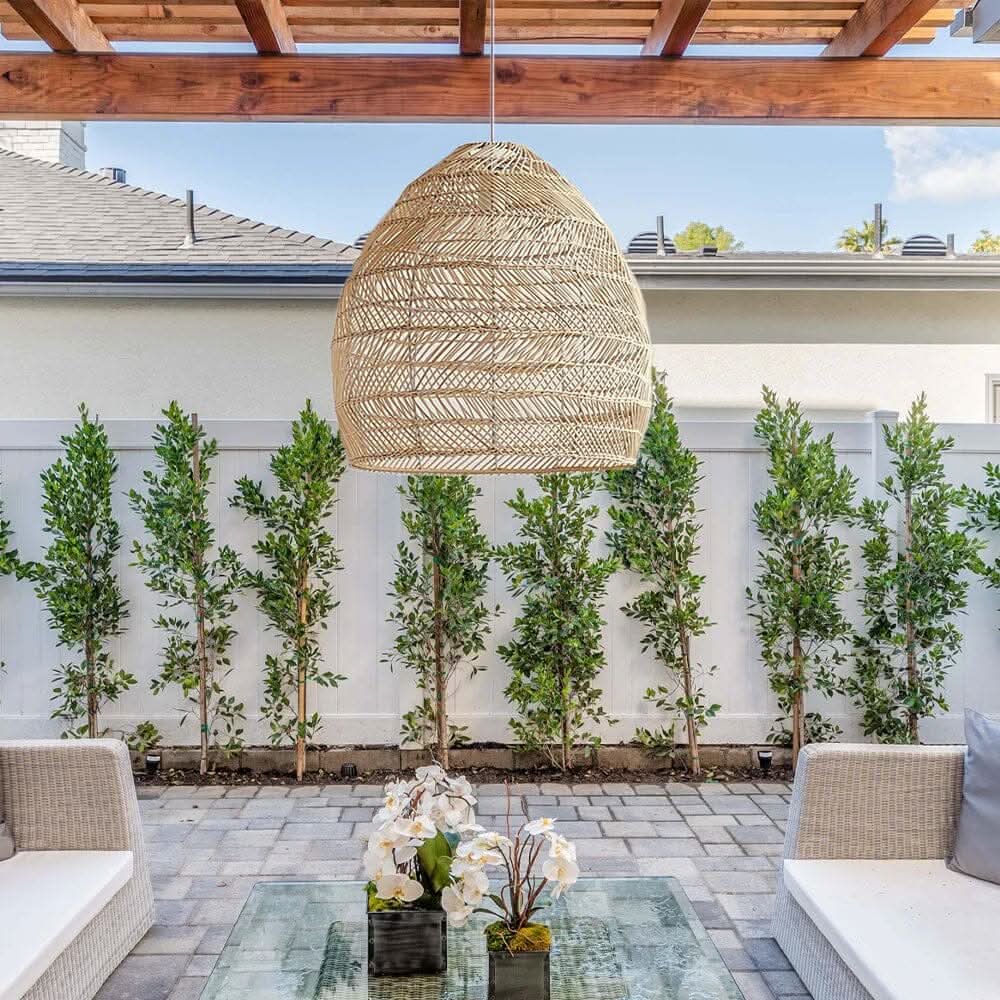 Cella-Lightsin Natural Rattan Pendant Light with Optional Woven Inner Sphere