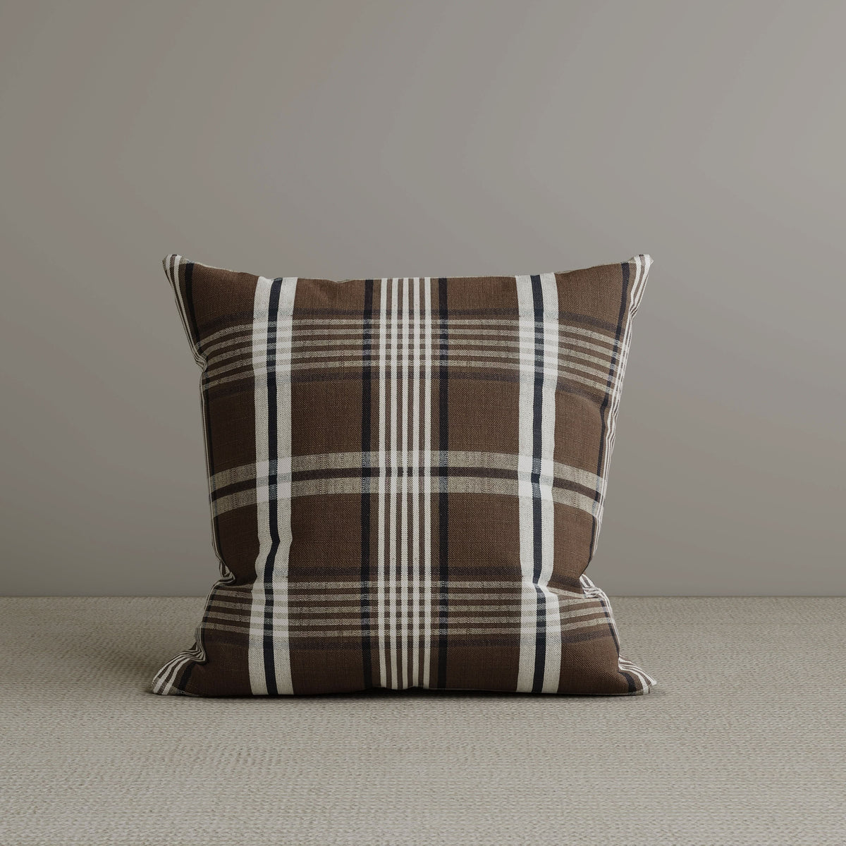 ‍Cottonfy Square Exclusive Design Cushion in Brown Checkered Cotton Linen, 45*45CM (100% off)