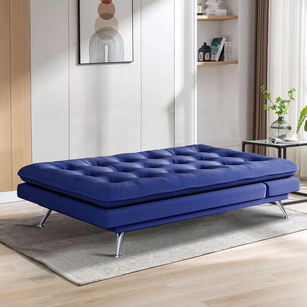 Modern 3-Seater Linen Fabric Sofa Bed with Cushions and 2 Pillows