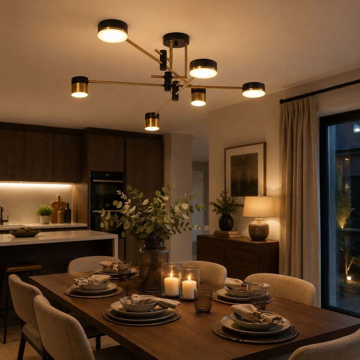 Lightsin Modern Black & Gold Metal Ceiling Light with LED Bulbs