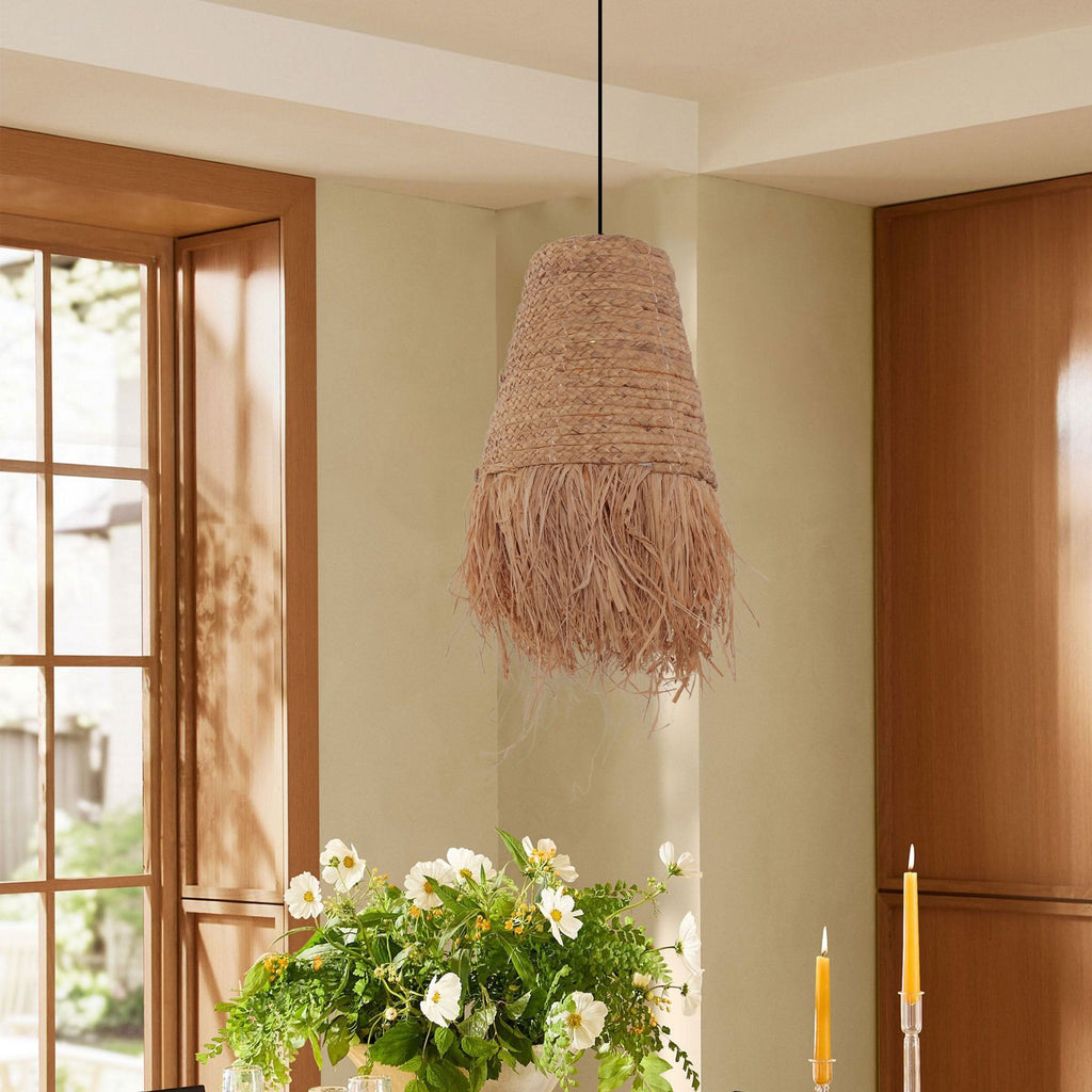 Lightsin Zen Wabi-Sabi Woven Pendant Light with Natural Grass Texture