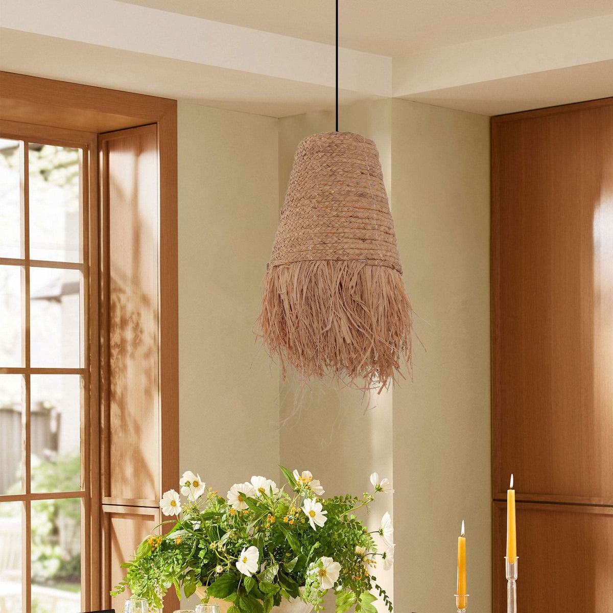 Lightsin Zen Wabi-Sabi Woven Pendant Light with Natural Grass Texture