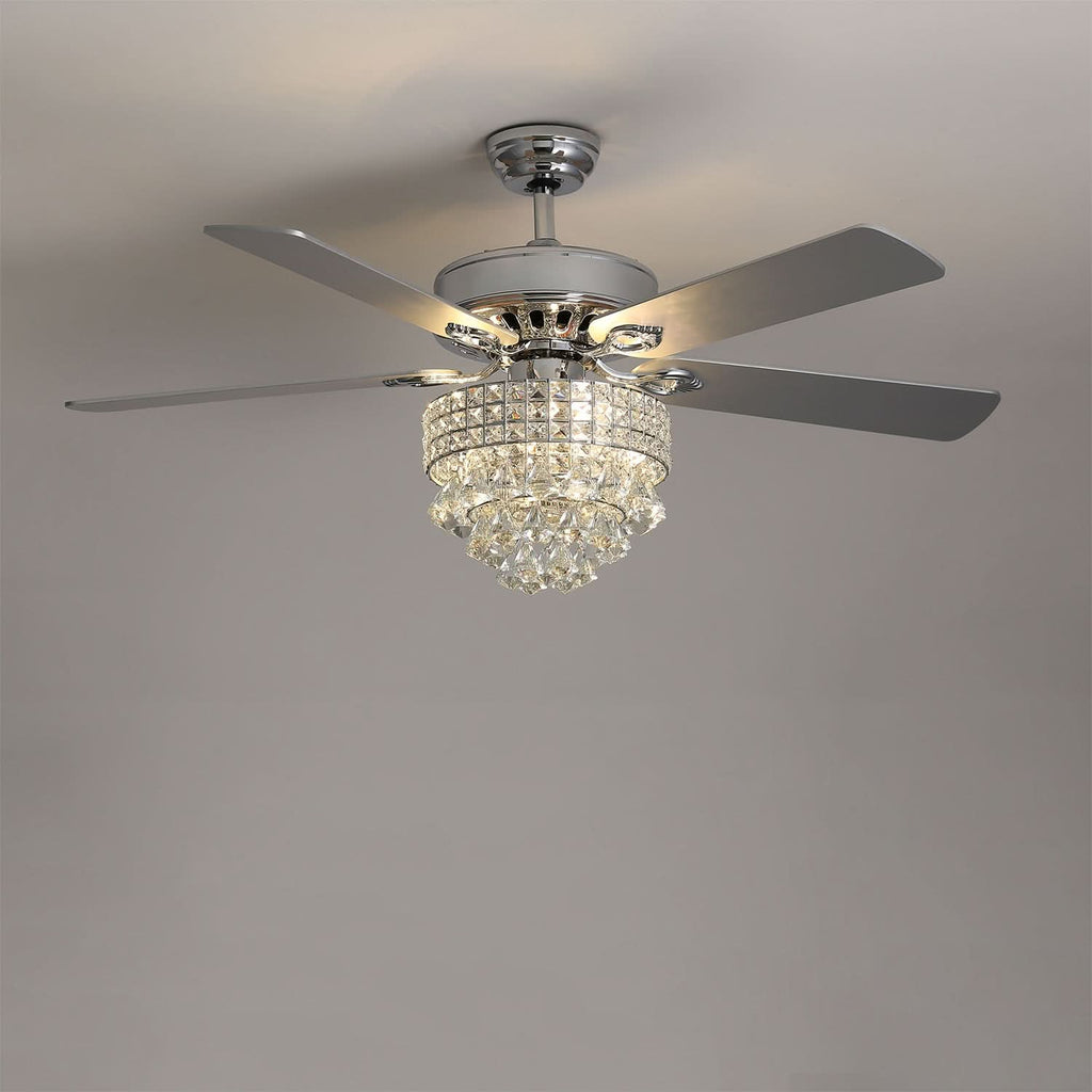 52 Inch LED Ceiling Fan 5 Blades Crystal Chandelier