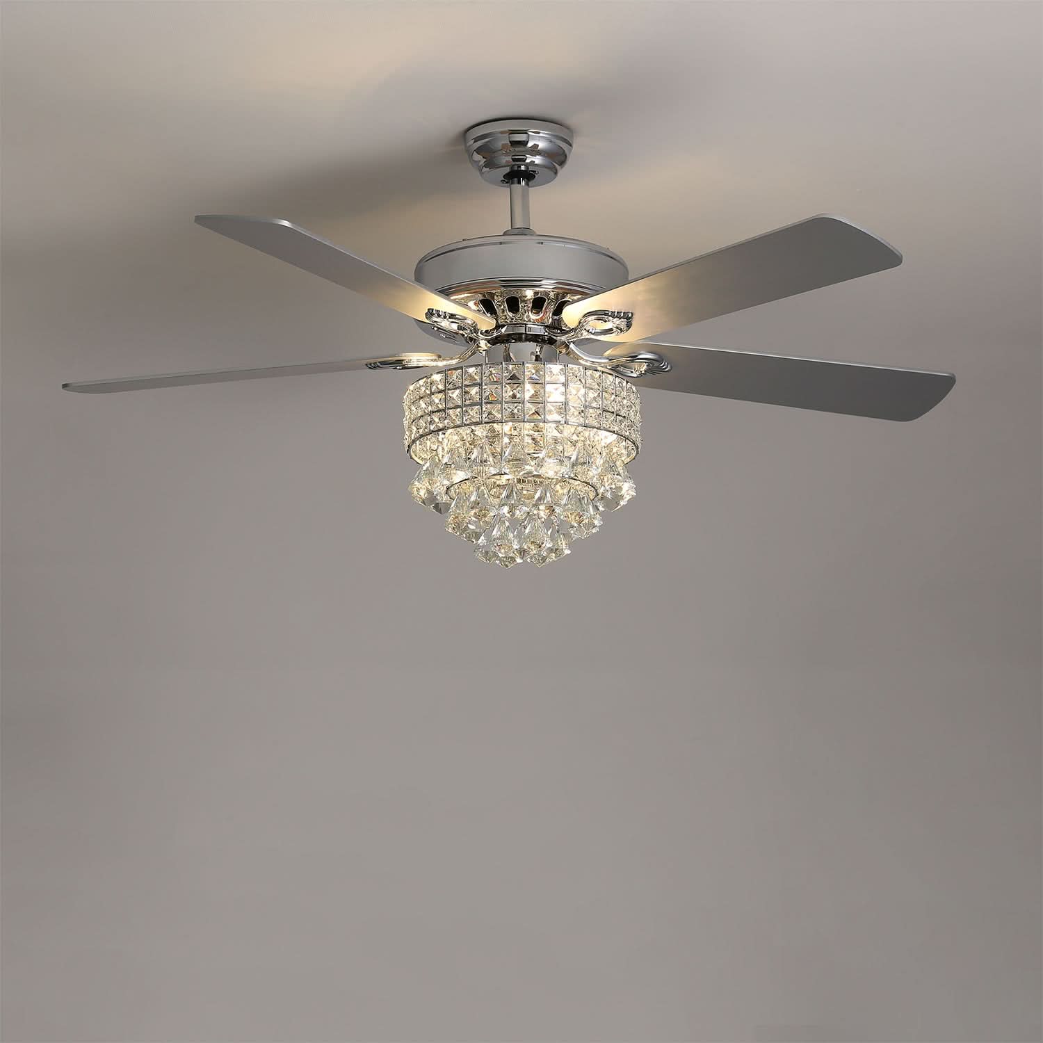 52 Inch LED Ceiling Fan 5 Blades Crystal Chandelier