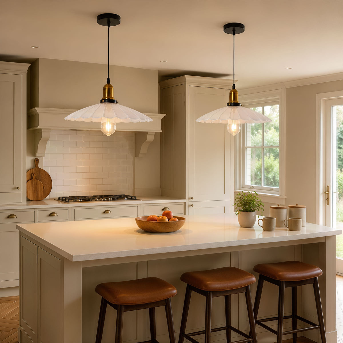 White Iron Pendant Light | Adjustable E27 Ceiling Lamp