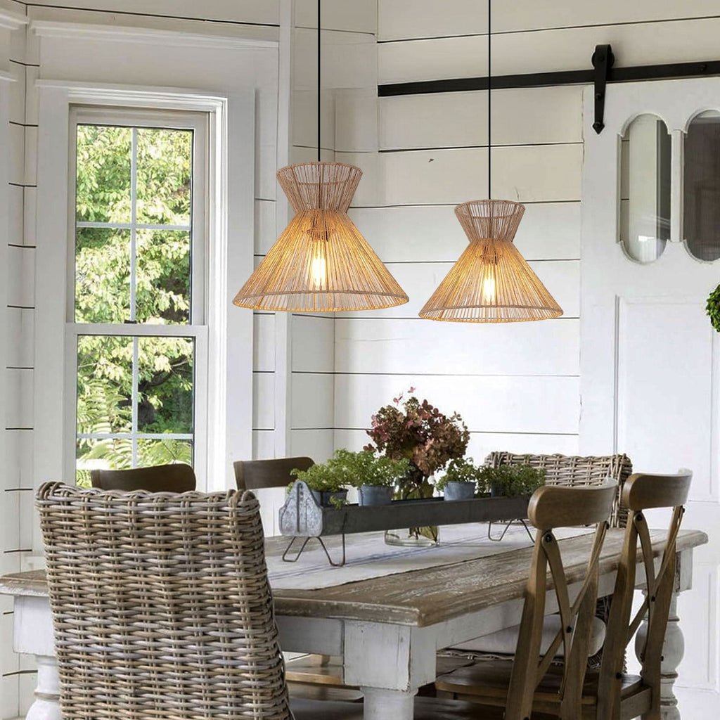 Lightsin Handwoven Paper Rope Pendant Light – Eco-Friendly Ceiling Fixture for Kitchen, Living Room & Bathroom