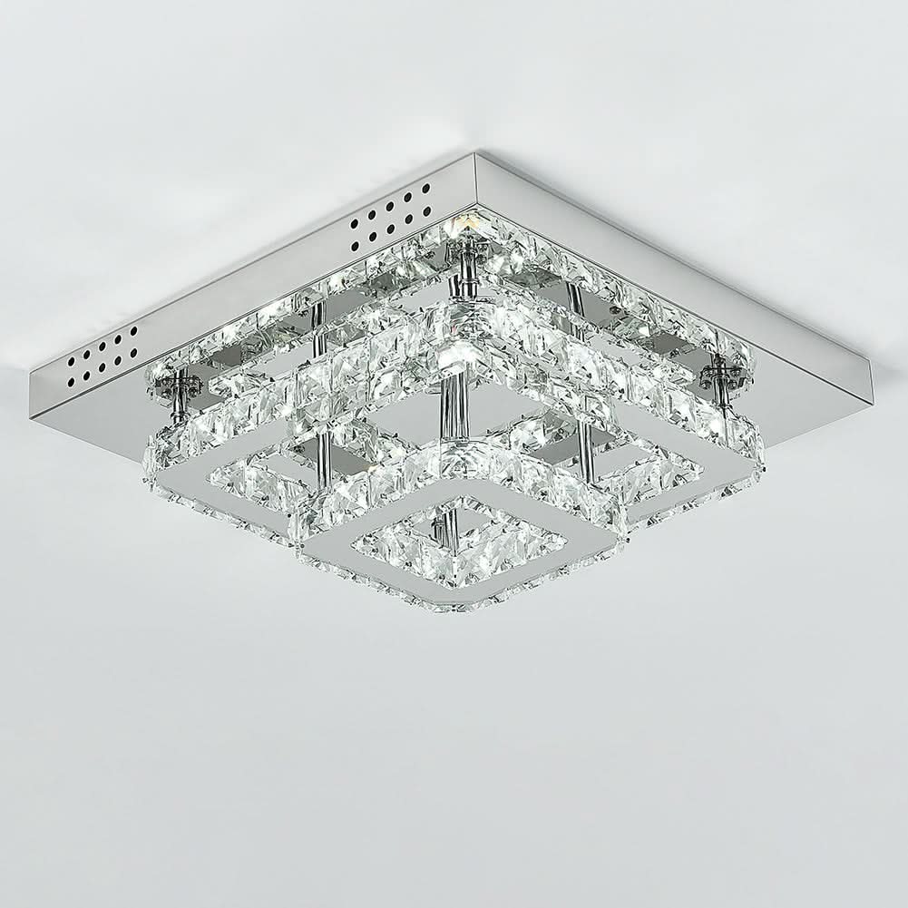 Modern 2-Tier Crystal LED Ceiling Light Fixture Dimmable/Non-dimmable