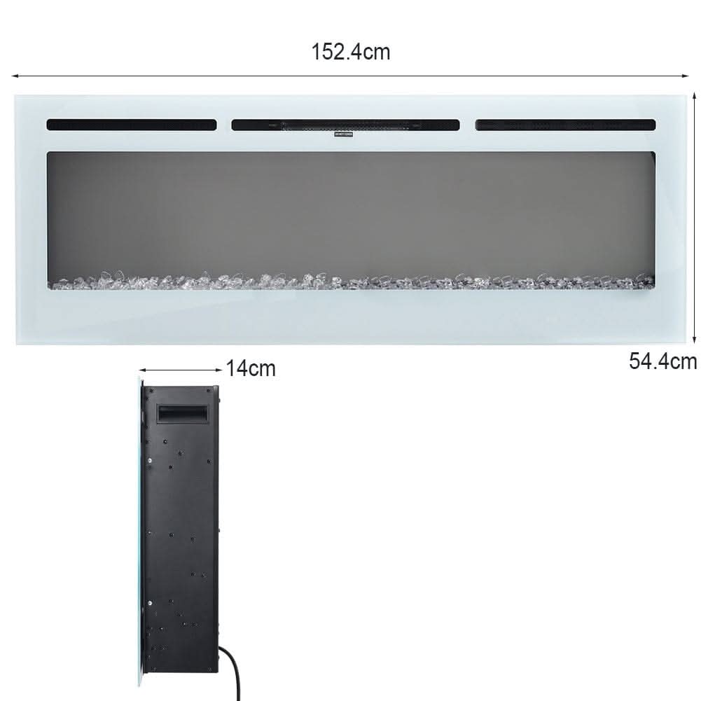 60 Inch Wall Mounted Fireplaces Recessed Fireplace 1800W White 5120BTU Electric Heaters