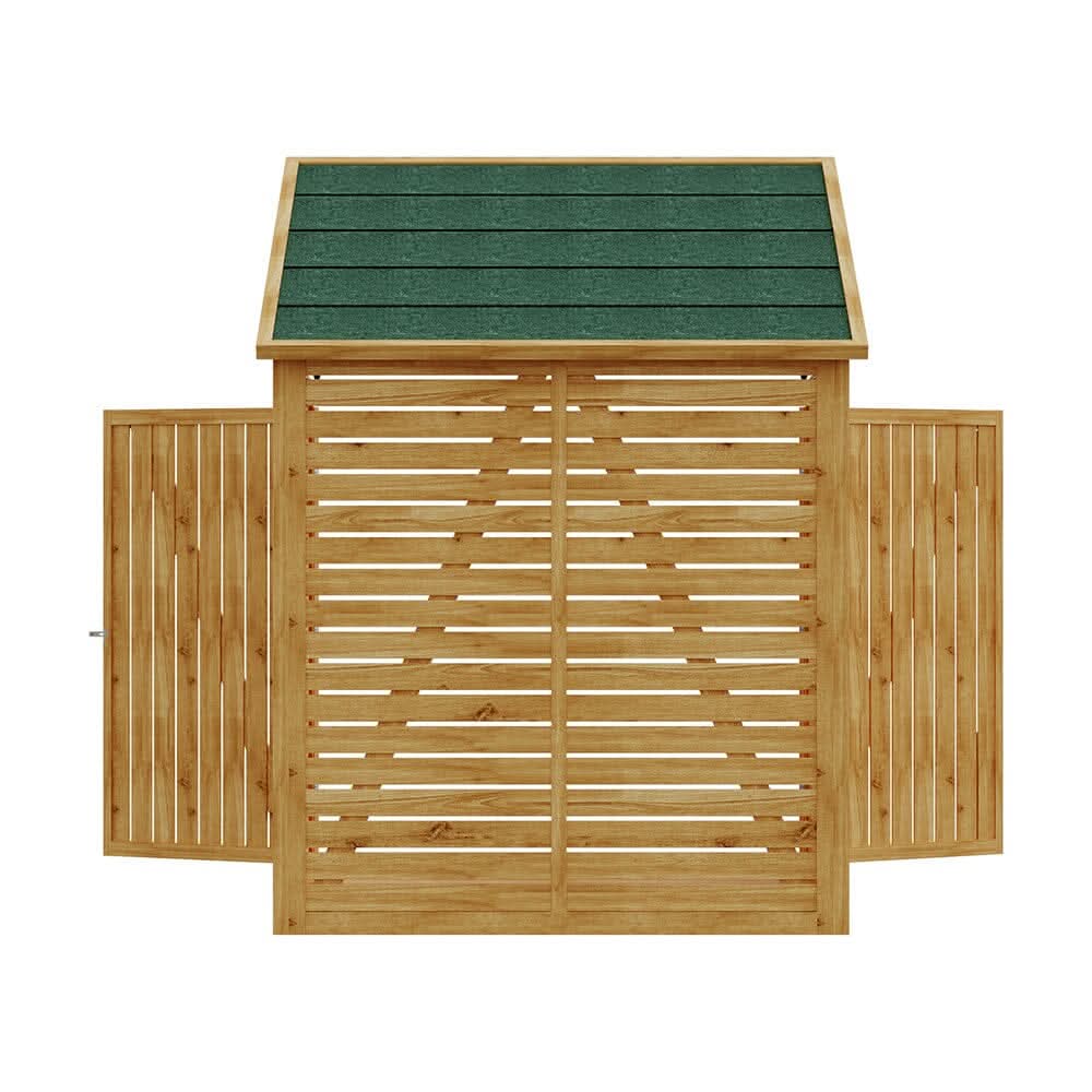Wooden Bicycle Shed with Asphalt Roof and Steel Locking Door