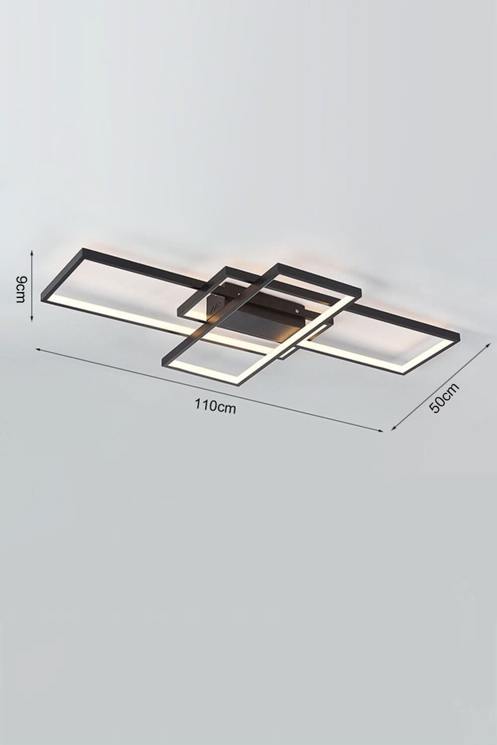 Modern LED Ceiling Light with 3 Black Rectangle Lampshades
