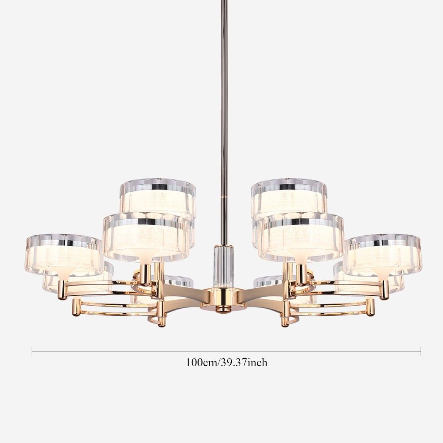 Lightsin Luxury Metal Chandelier for Living Room with Tri-Colour Lighting Options