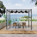 3x2.8x2.3m Dark Grey Pergola with Single-Sided Hollow Fence