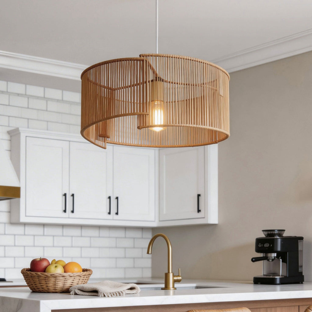 Lightsin Twist  Handwoven Paper Rope Pendant Light for Cozy Living Spaces