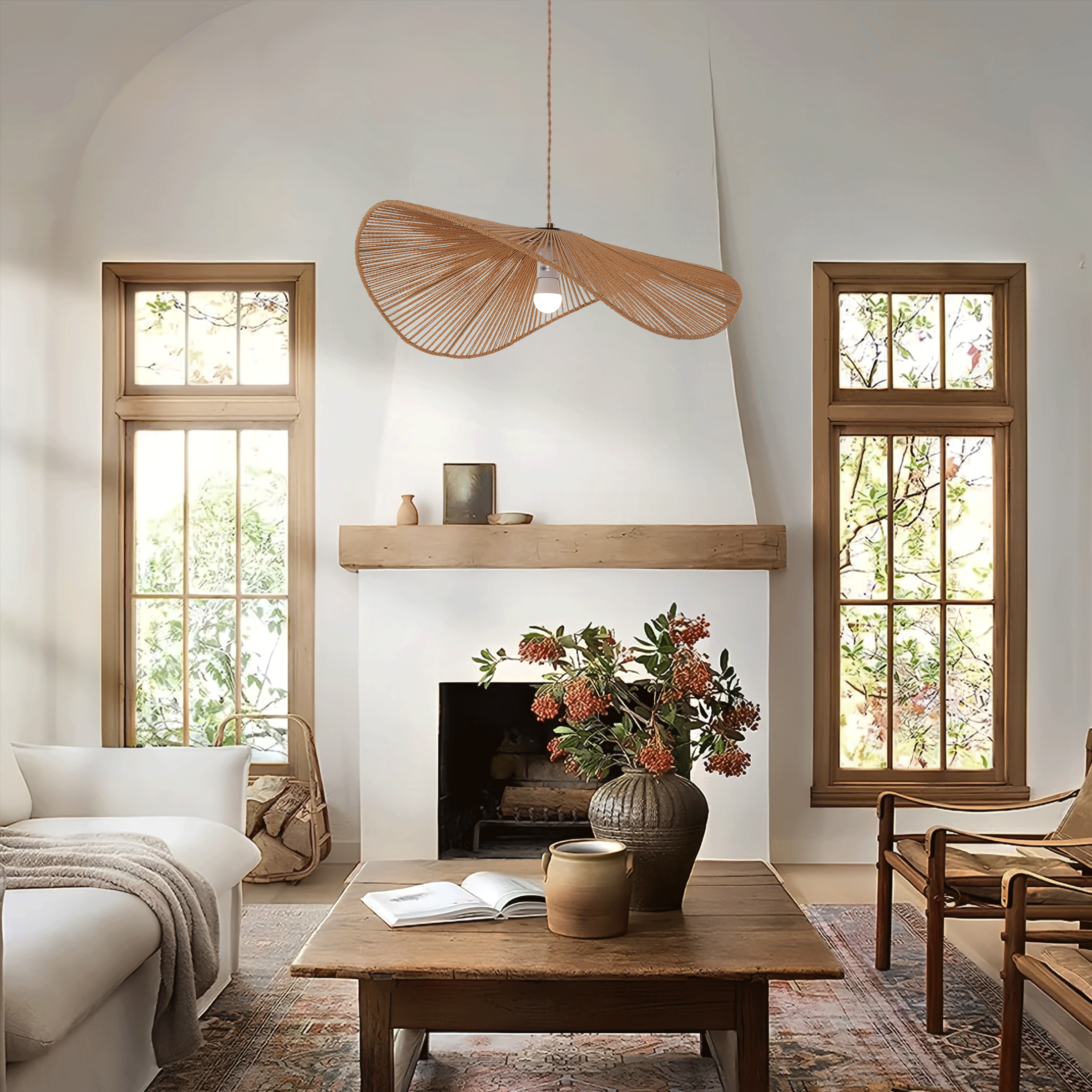 Lightsin Vintage Handwoven Hemp Rope Bedroom Ceiling Lights