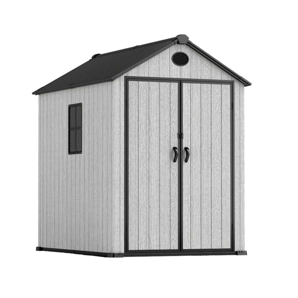 6'x8'ft/8'x8'ft/8'x12'ft/8'x16'ft Gray Wood Grain Plastic Tool Shed
