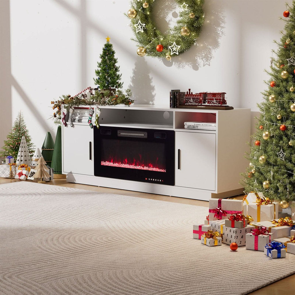 30Inch Electric Fireplace TV Stand | Large Media Cabinet with 24 Colour Options