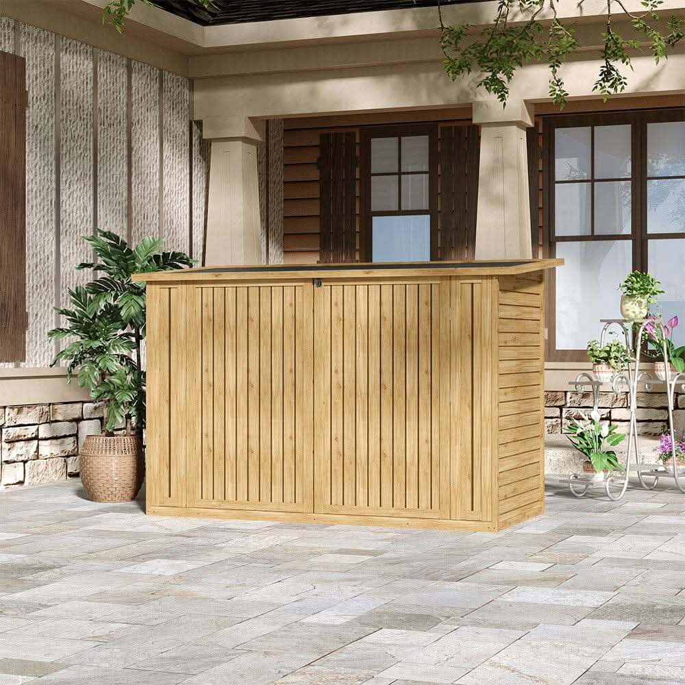 Wooden Bicycle Shed with Asphalt Roof and Steel Locking Door