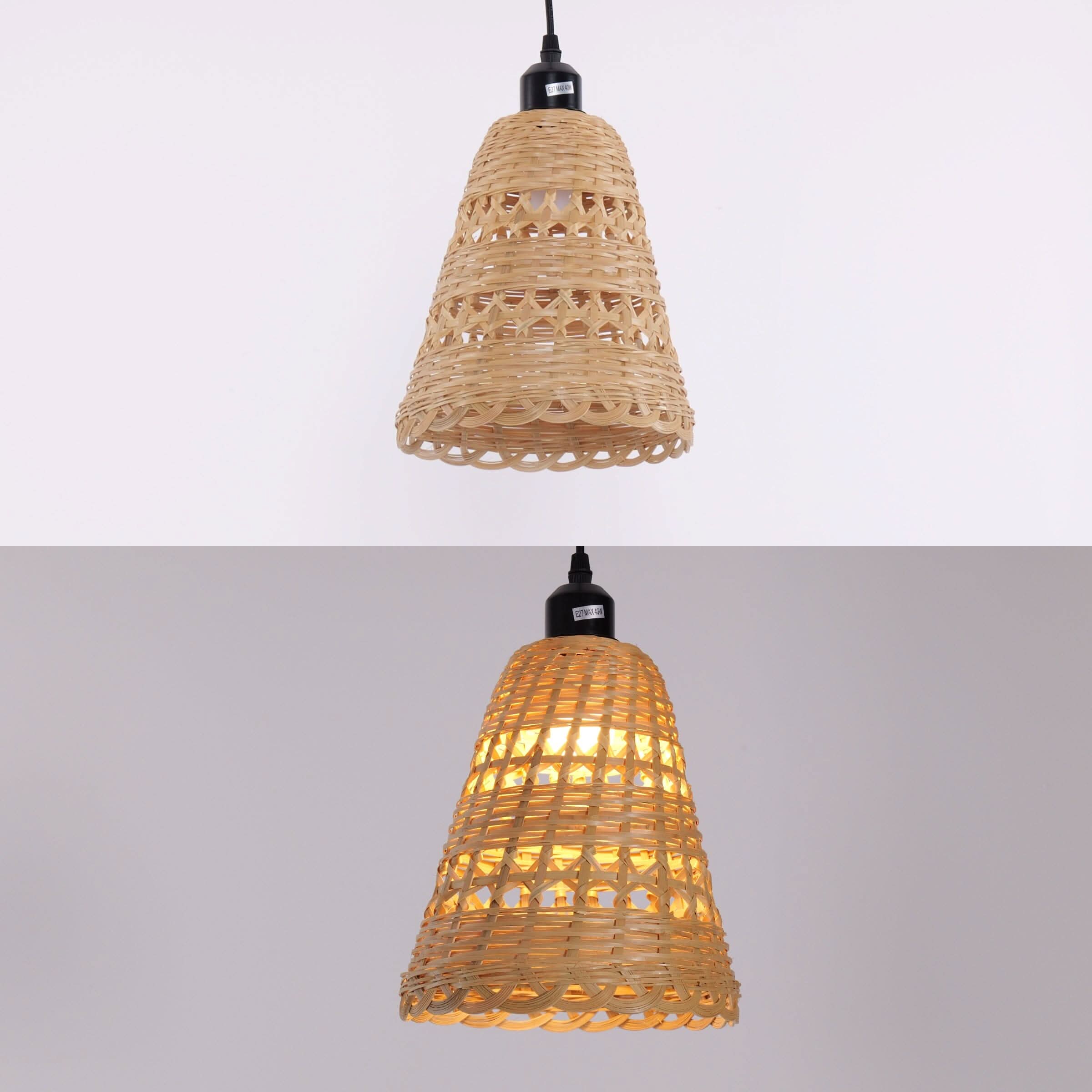 Lightsin Modern Bamboo Handwoven Warm Glow Pendant Light