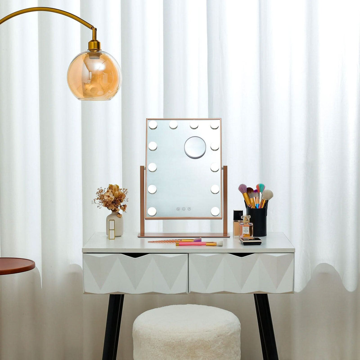 Adjustable Large Rectangular Lighted Makeup Mirror