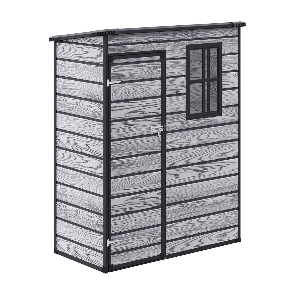 5x3ft / 5x4ft Plastic Garden Storage Shed with Front and Size Door for Bikes and Tools