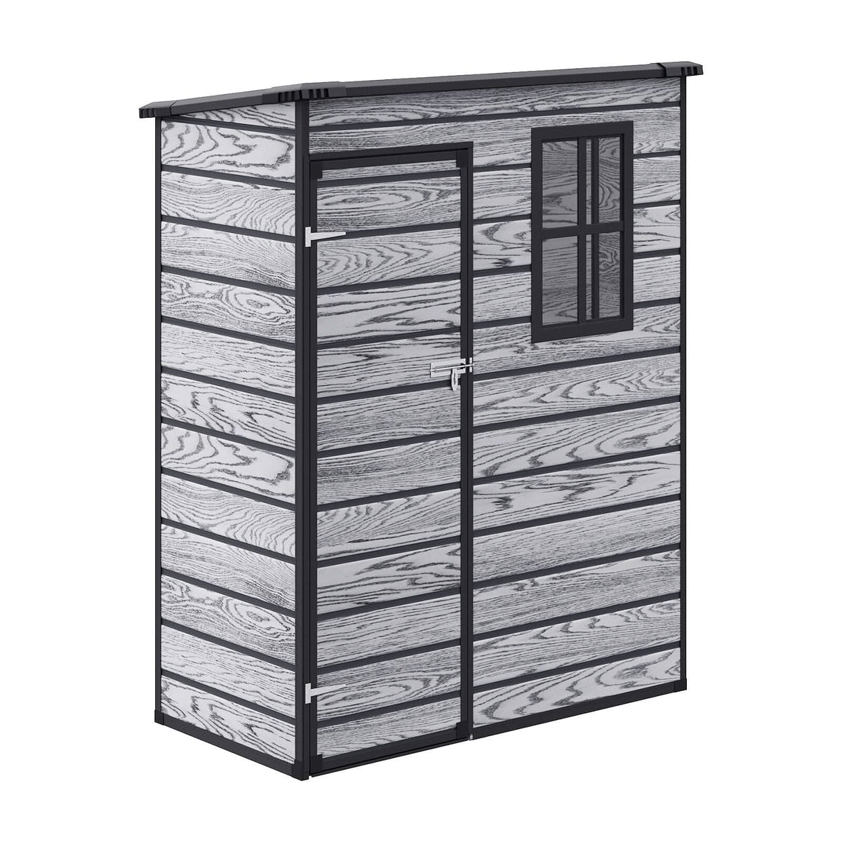 5x3ft / 5x4ft Plastic Garden Storage Shed with Front and Size Door for Bikes and Tools