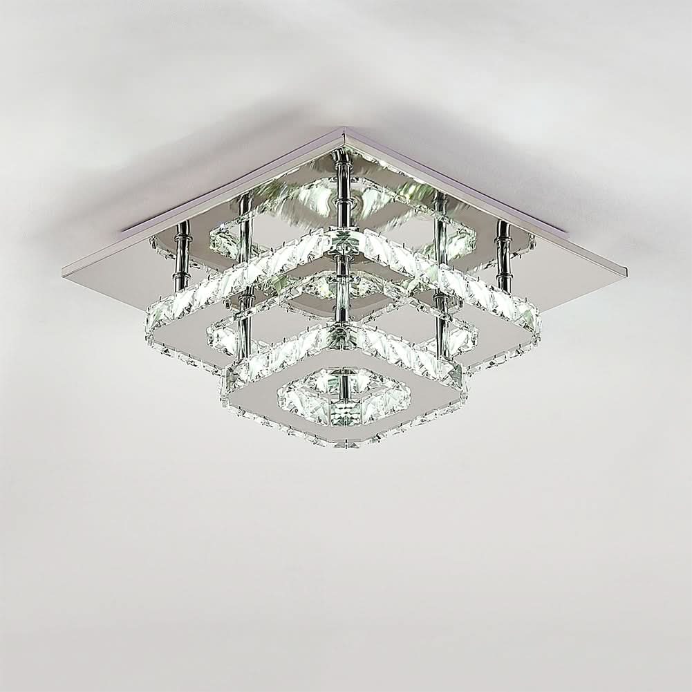 Modern 2-Tier Crystal LED Ceiling Light Fixture Dimmable/Non-dimmable