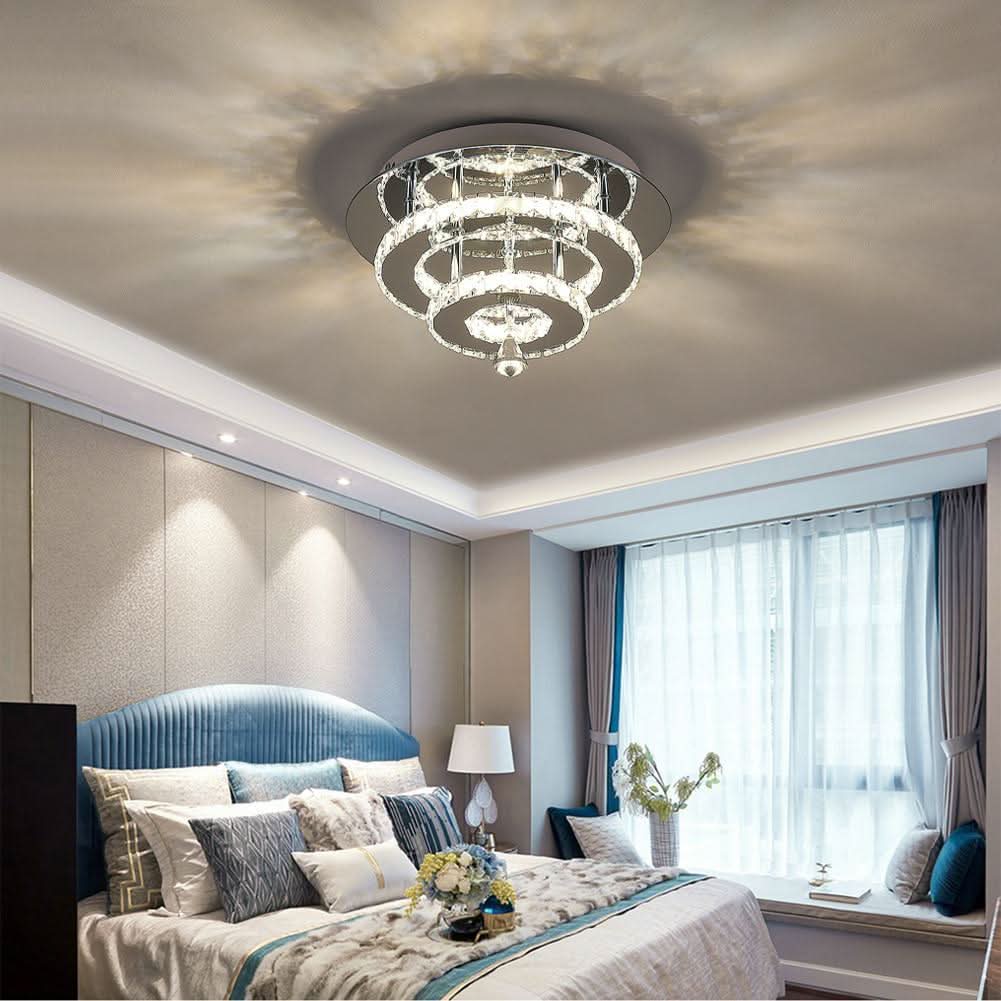 30cm W Stacked LED Ceiling Light with Crystal Rims Energy Saving