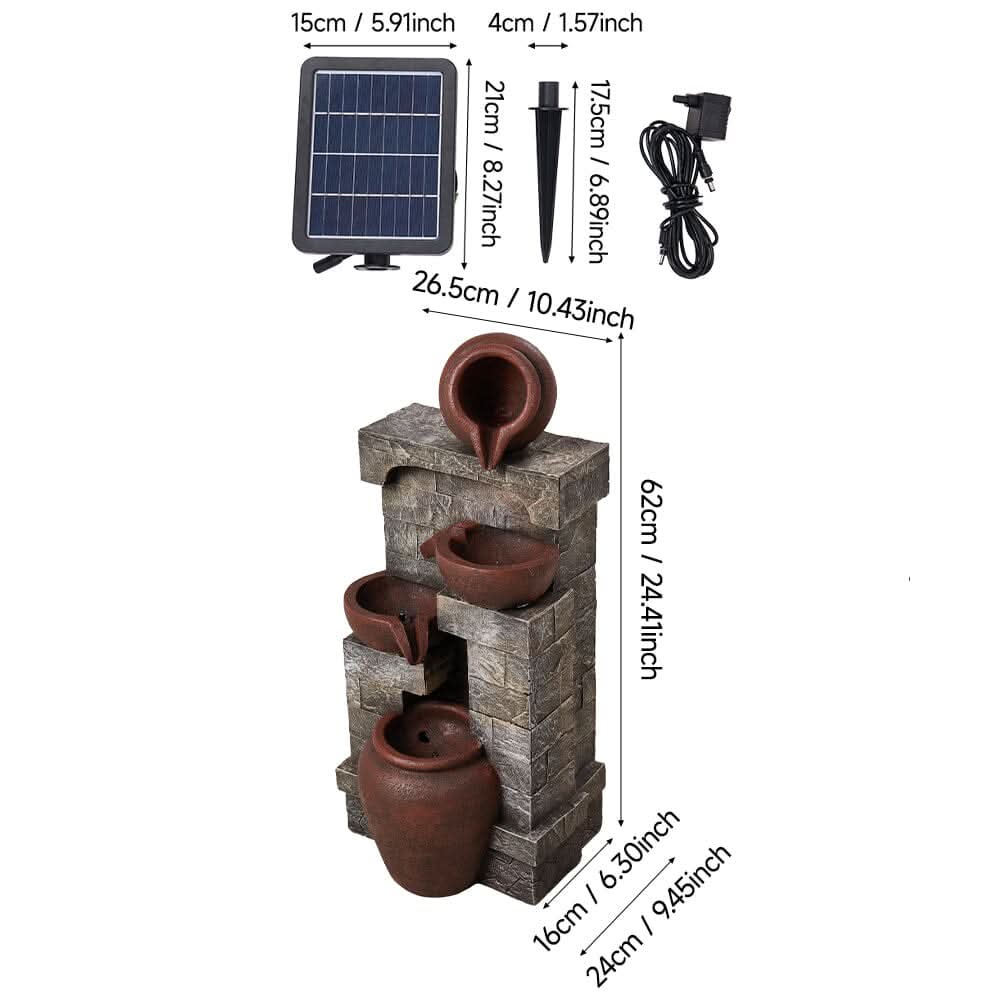 Outdoor Garden Water Feature with 2.4W Solar Water Pump