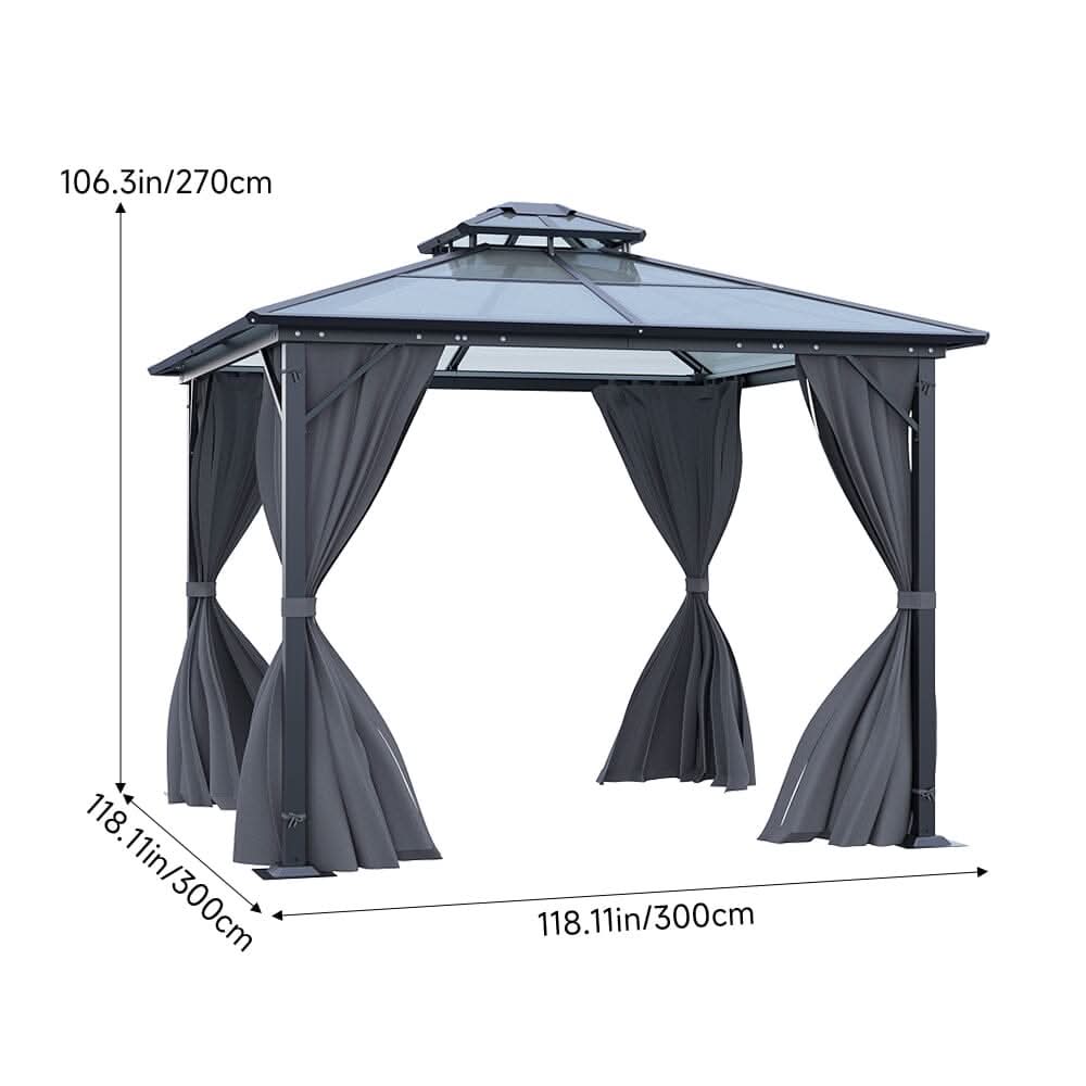 3*3*2.7m Iron and Aluminium Double-top Sun Canopy with Surround Fabric
