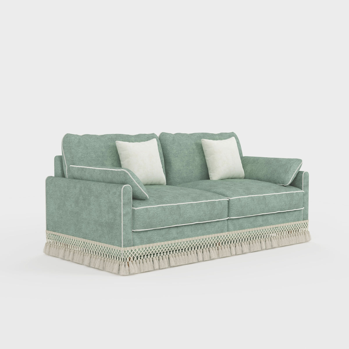 Cotton Linen Detachable Modular Sofa with Fringed Trim