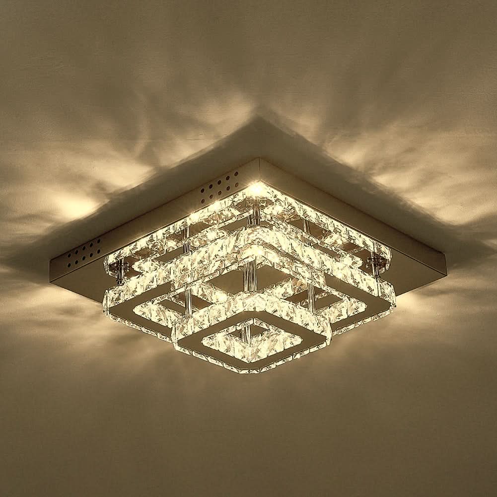 Modern 2-Tier Crystal LED Ceiling Light Fixture Dimmable/Non-dimmable