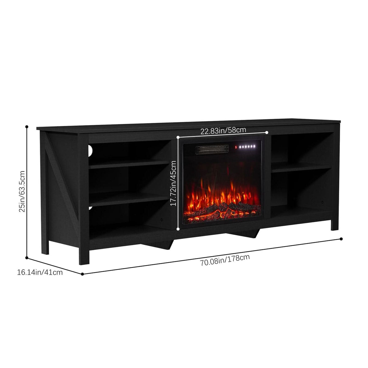 23Inch Electric Fireplace with TV Stand | 12 Flame Colours, Remote Control