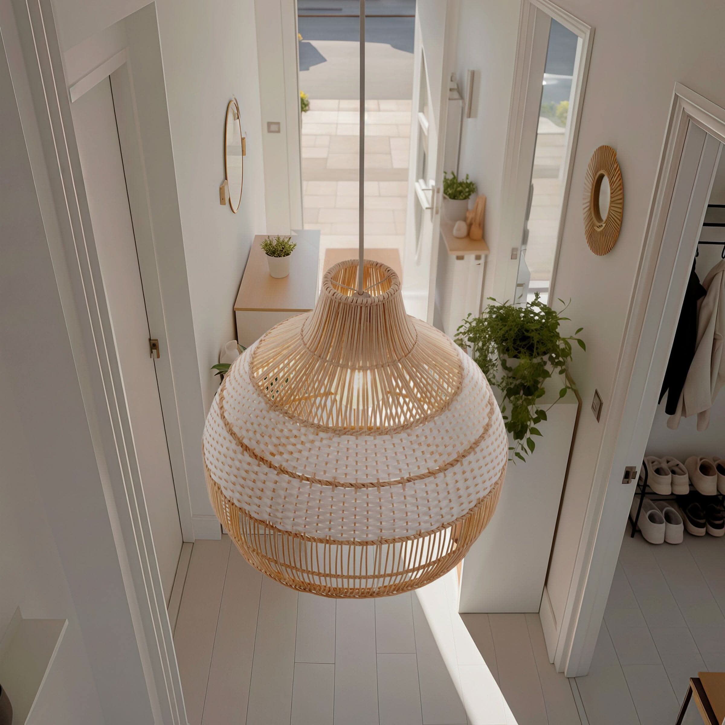 Cella-Lightsin Handwoven Rattan Pendant Light for Kitchen and Boho-Style Interiors