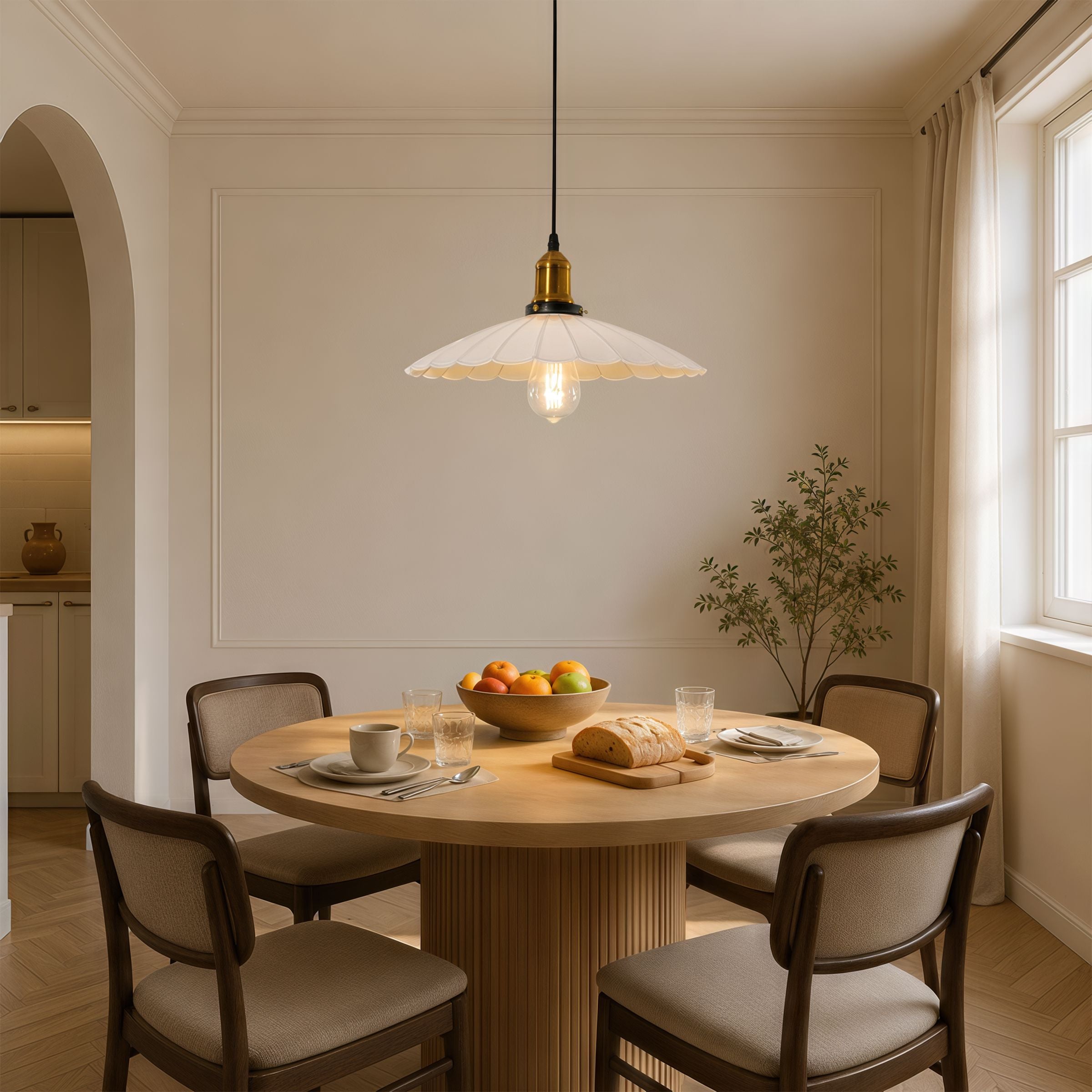 White Iron Pendant Light | Adjustable E27 Ceiling Lamp