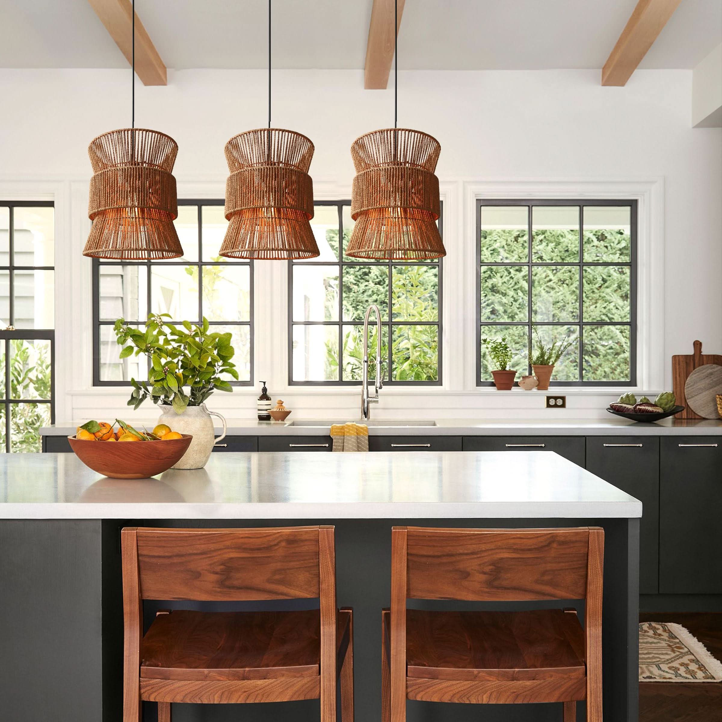 Lightsin Artisanal Handwoven Eco-Friendly Circular Pendant Light
