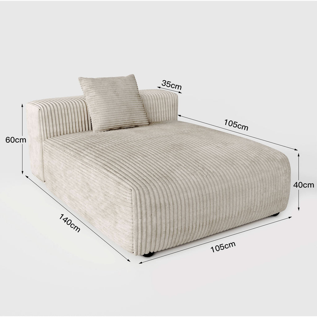 Cottonfy Corduroy Modular Wide Seat Chaise Sofa Block
