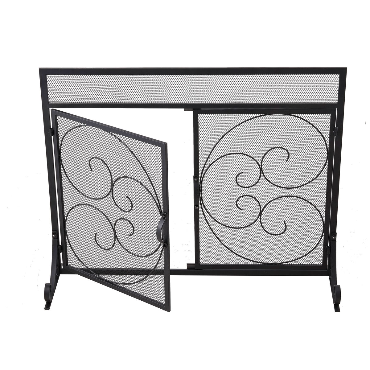 Smallbee Iron Fireplace Screen Black Powder-Coated – 89x25x71.5cm