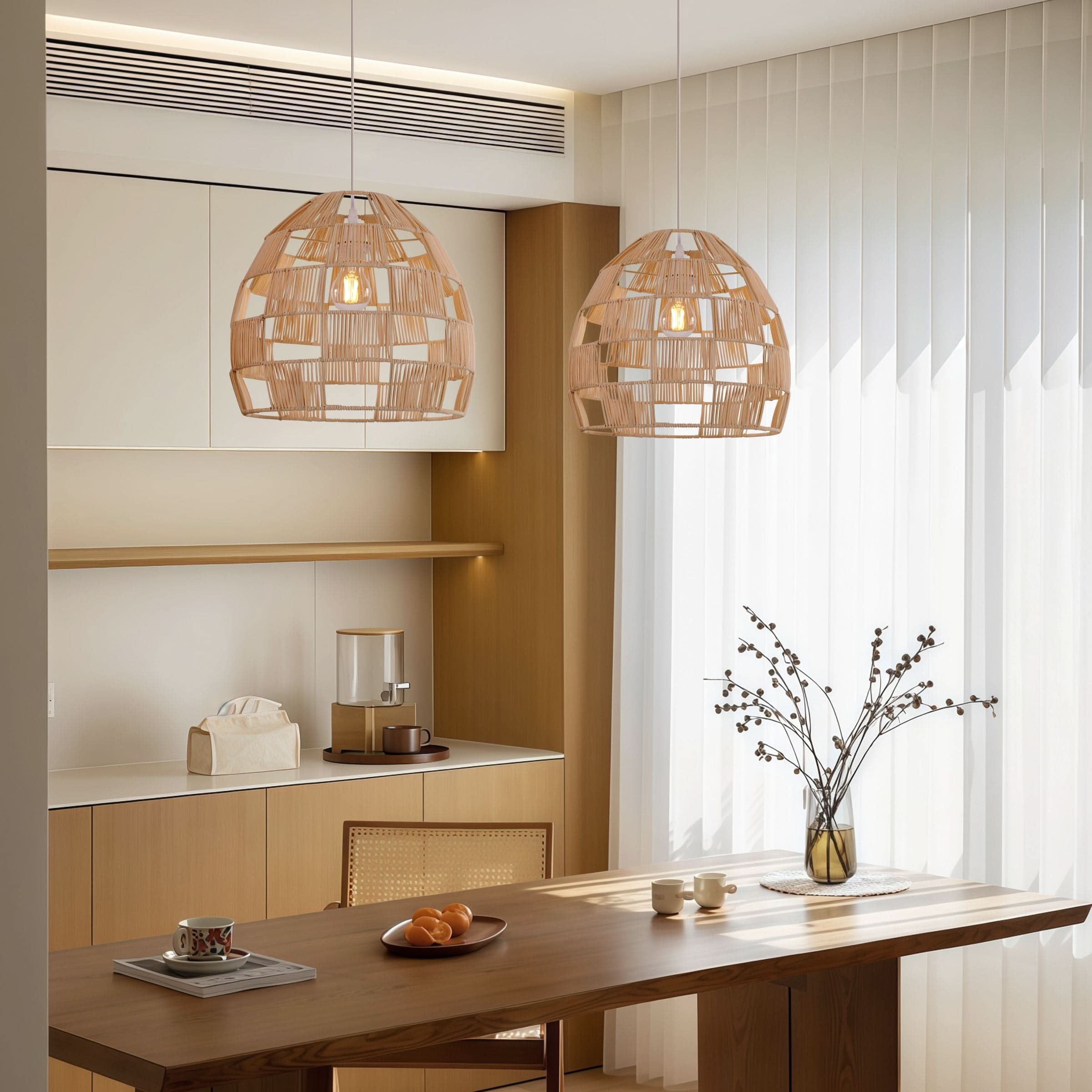 Lightsin Handwoven Rattan Pendant Light for a Warm & Stylish Ambiance