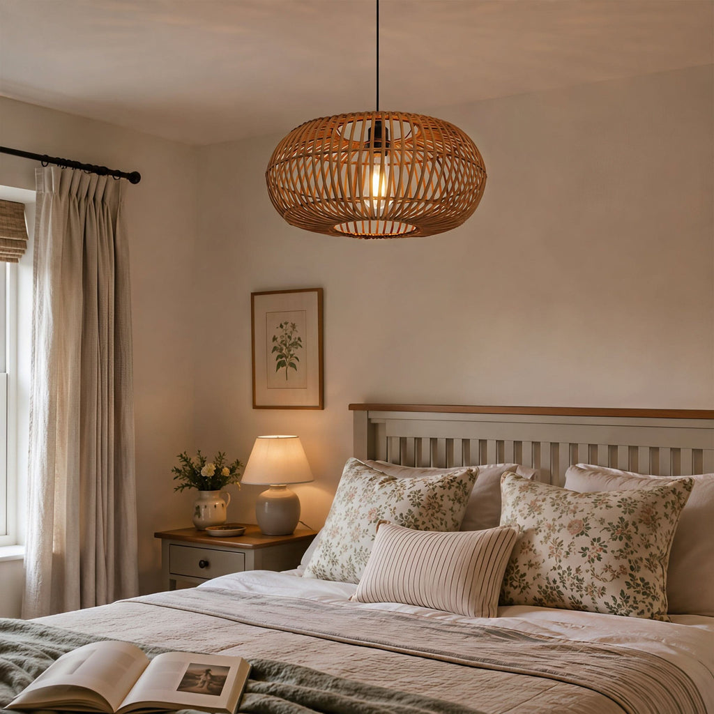 Lightsin Natural Bamboo Woven Round Pendant Light for Warm Interiors